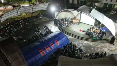 Banjir Hujan dan Doorprize Warnai Nobar Pildun Di Pemkab PPU Bersama Kodim PPU
