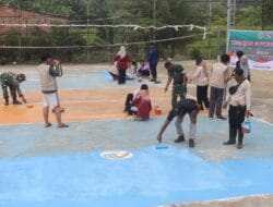 Wujud Kepedulian dan Bangun Kebersamaan, Koramil 03/Babulu Bersama Masyarakat Gotong Royong  Bersihkan Lingkungan