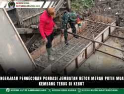 Pengerjaan Pengecoran Pondasi Jembatan Beton Merah Putih Muara Kembang Terus Di Kebut