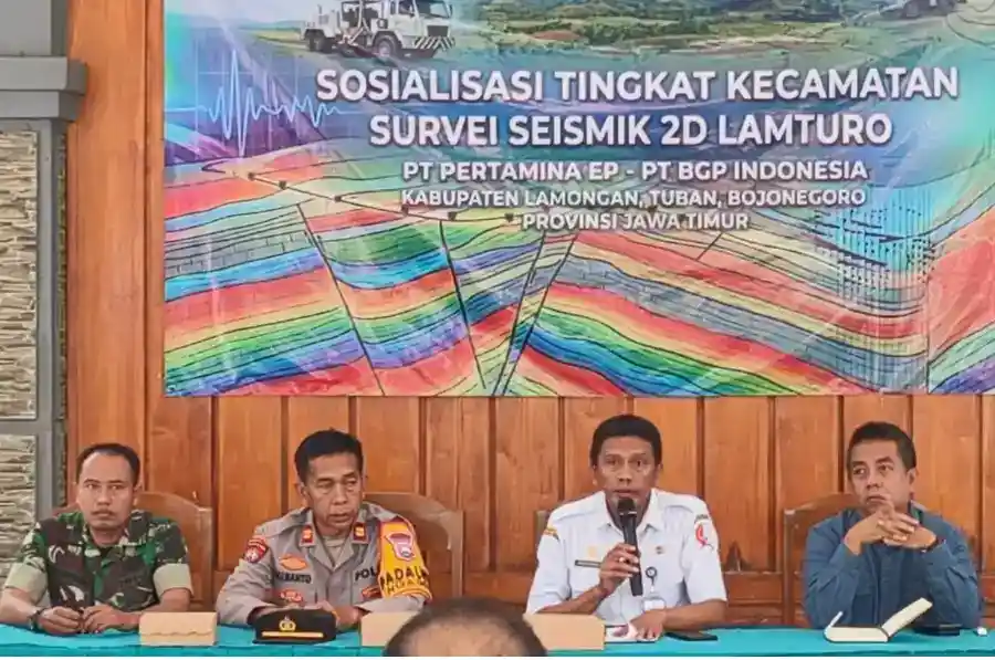 Dukung Ketahanan Energi Nasional, Bati Tuud Koramil Ngasem Bojonegoro Hadiri Sosialisasi Survei Seismik 2D Lamturo