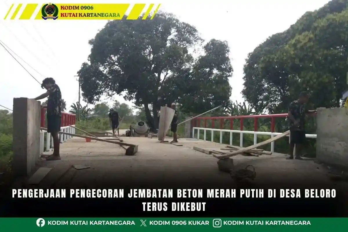 Pengerjaan Pengecoran Jembatan Beton Merah Putih Di Desa Beloro Terus Dikebut
