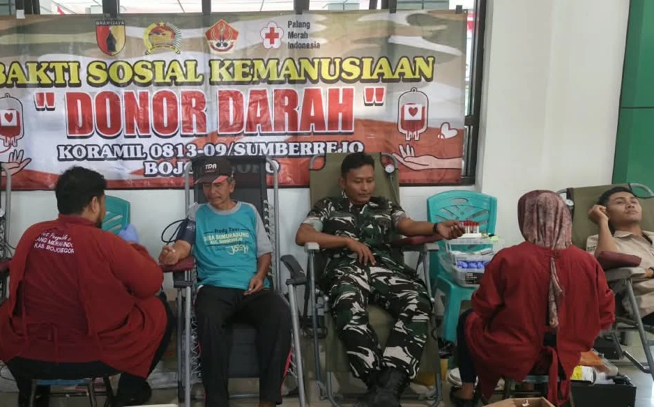 Sinergi Kemanusiaan, TNI dan Warga Sumberrejo Bojonegoro Sukses Kumpulkan 30 Kantong Darah
