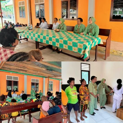 Peduli Kesehatan ibu dan anak, persit KCK Cabang XVII Kodim Mansel gelar sosialisasi kesehatan bagi warga kampung Yamboi dalam TMMD ke 130