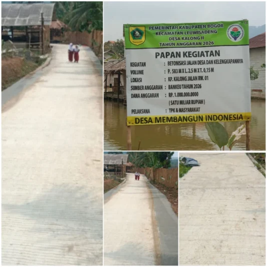Pproyek BETONISASI Jalan Desa Kalong ll RP 1.000.000.000 (satu milyar Rupiah) Diduga Tidak Sesuai Spesifikasi