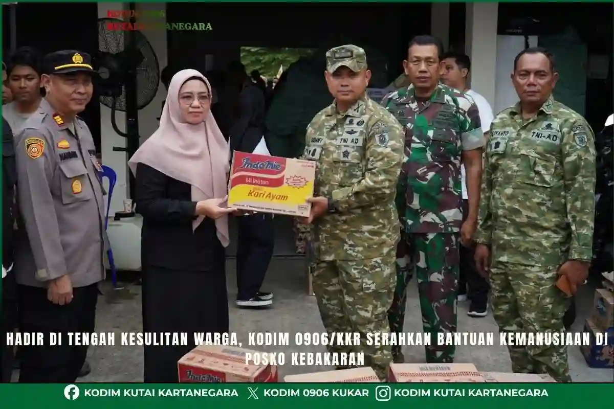 Hadir Di Tengah Kesulitan Warga, Kodim 0906/Kkr Serahkan Bantuan Kemanusiaan Di Posko Kebakaran